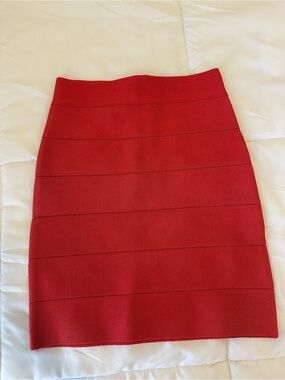 bebe Red Bandage Pencil Skirt